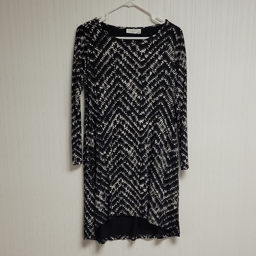 Masai Copenhagen Black and White Patterned Dress, Women's Small office business